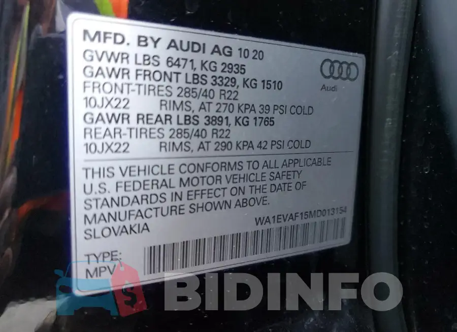 WA1EVAF15MD013154 Photo# 13