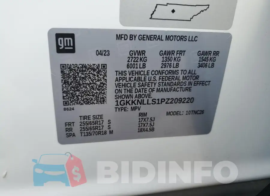 1GKKNLLS1PZ209220 Photo# 14