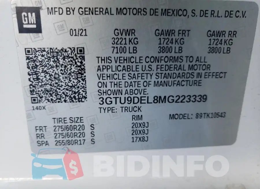 3GTU9DEL8MG223339 Photo# 13