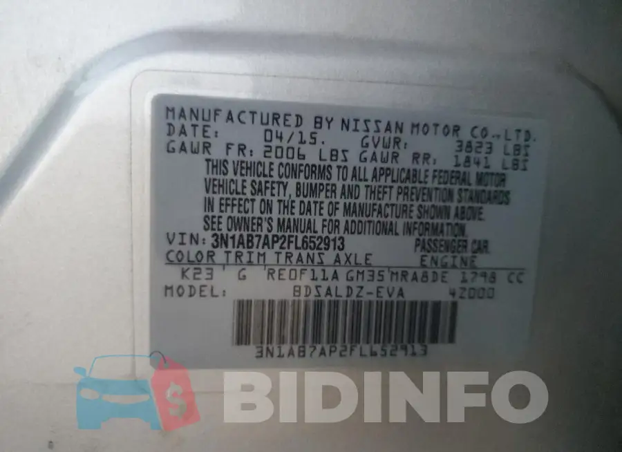 3N1AB7AP2FL652913 Photo# 13