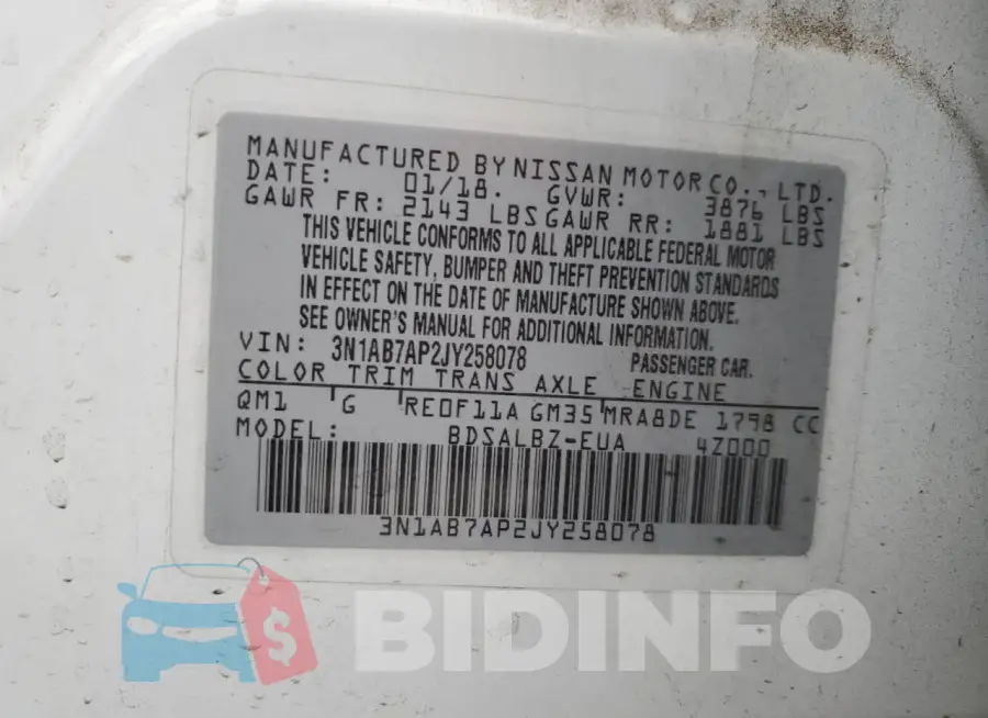 3N1AB7AP2JY258078 Photo# 12