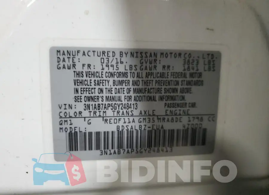 3N1AB7AP5GY248413 Photo# 12