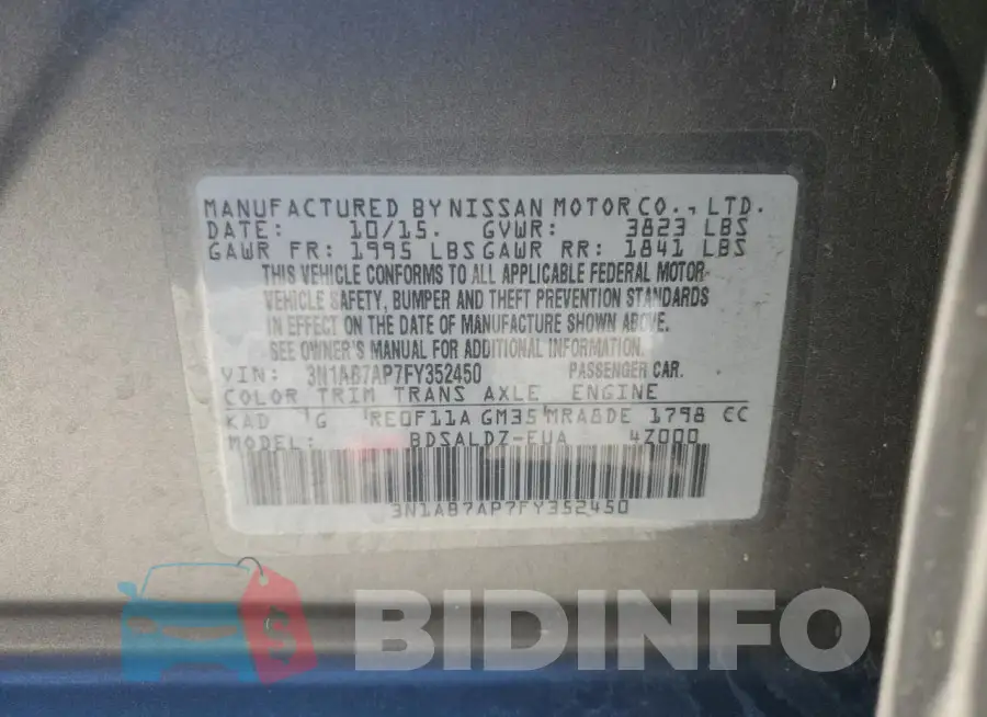 3N1AB7AP7FY352450 Photo# 12