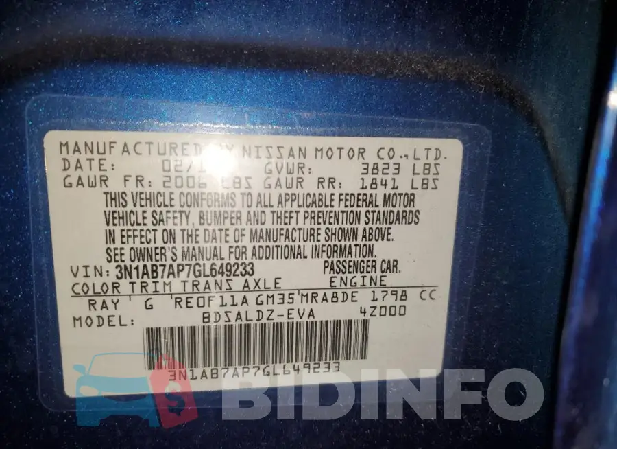 3N1AB7AP7GL649233 Photo# 12