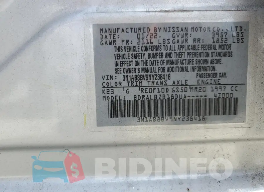 3N1AB8BV9NY238418 Photo# 12