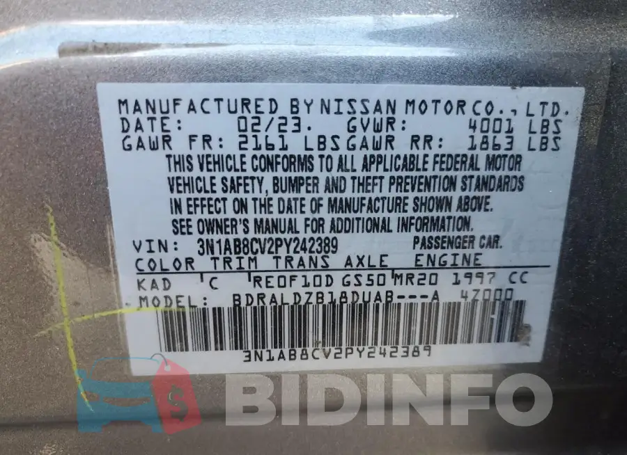 3N1AB8CV2PY242389 Photo# 13