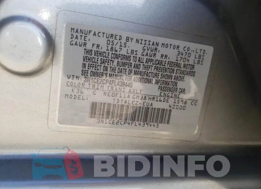 3N1CE2CP4FL439445 Photo# 12