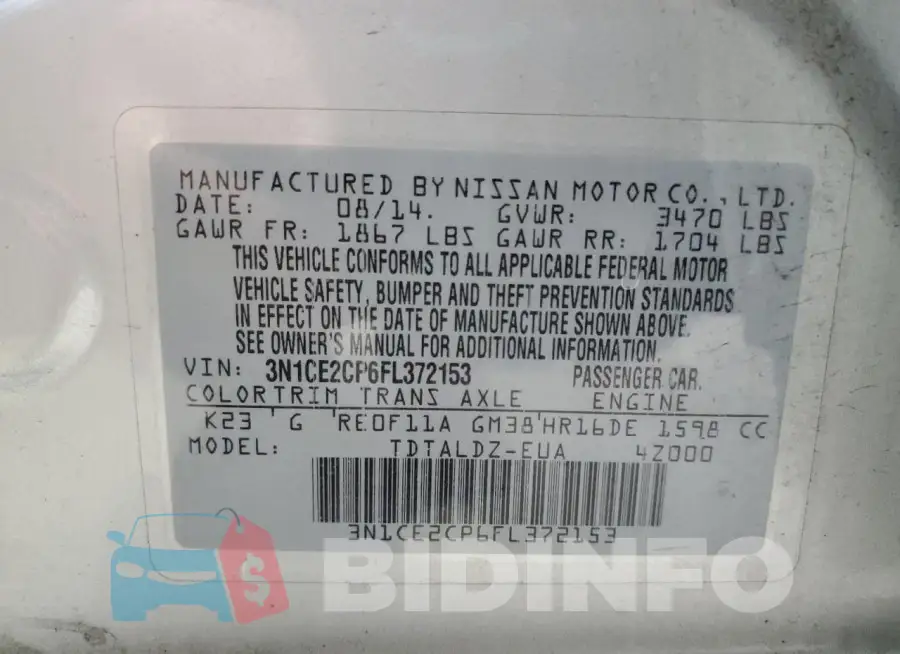 3N1CE2CP6FL372153 Photo# 13