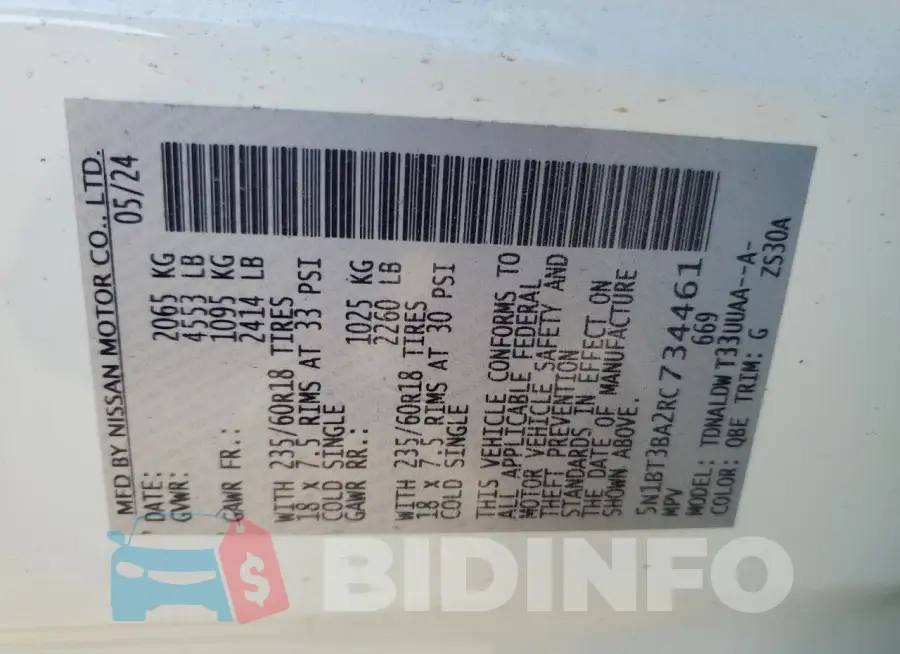 5N1BT3BA2RC734461 Photo# 13