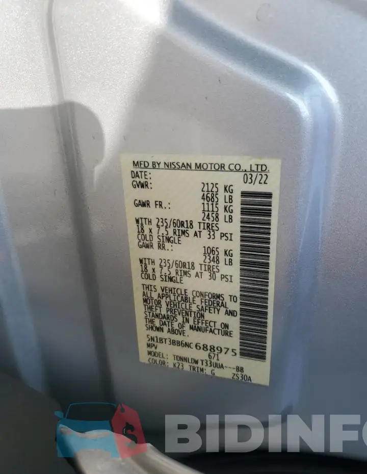5N1BT3BB6NC688975 Photo# 14