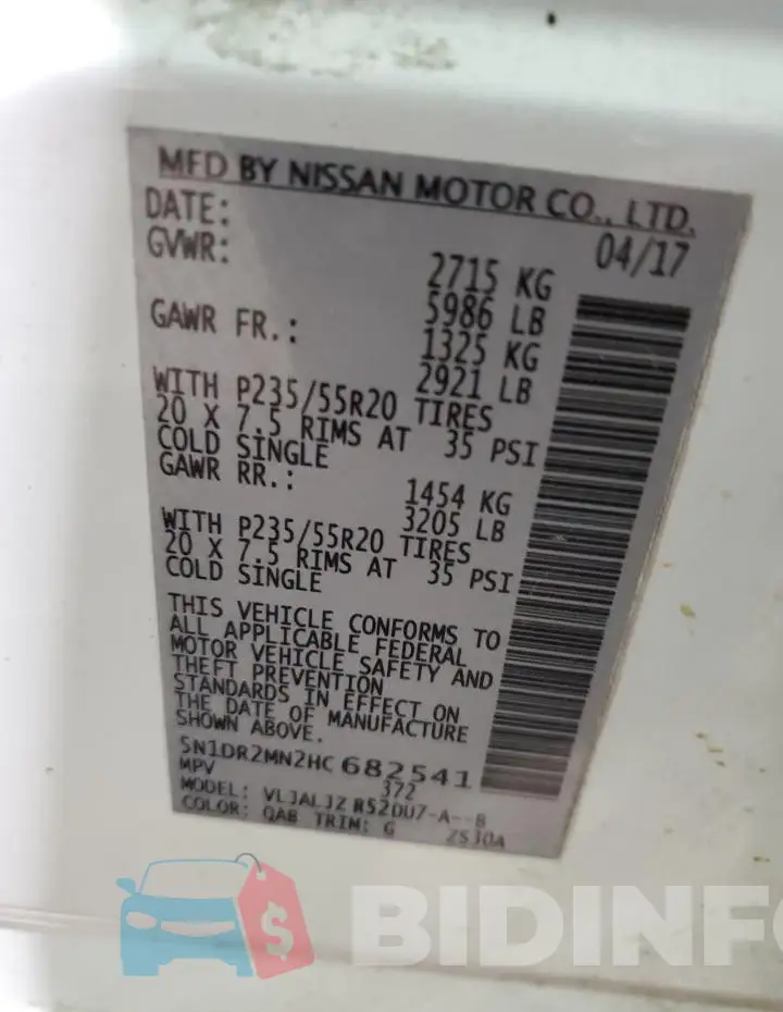 5N1DR2MN2HC682541 Photo# 13