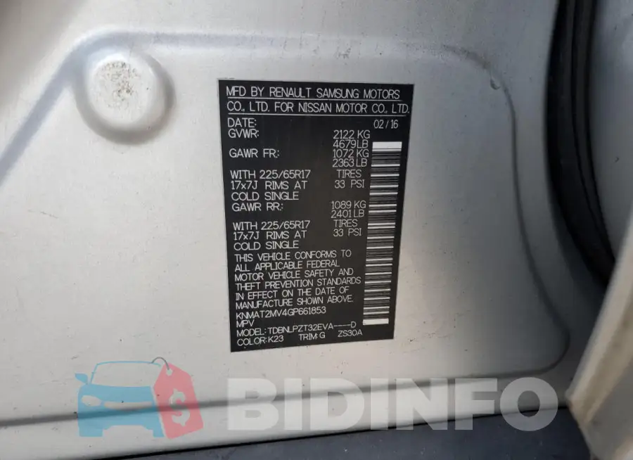 KNMAT2MV4GP661853 Photo# 13
