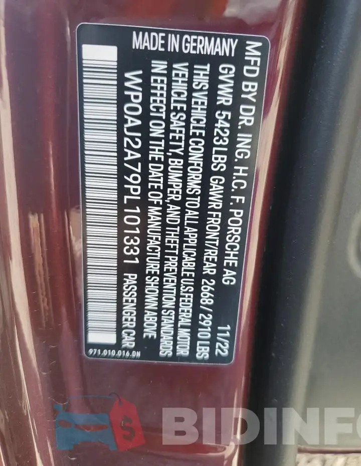 WP0AJ2A79PL101331 Photo# 12