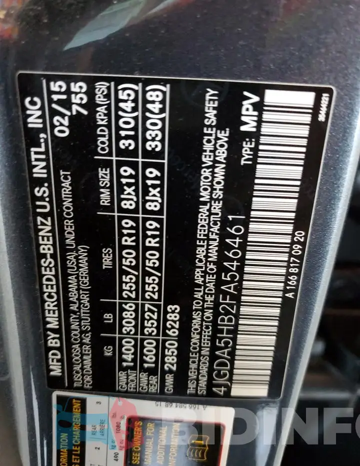 4JGDA5HB2FA546461 Photo# 14