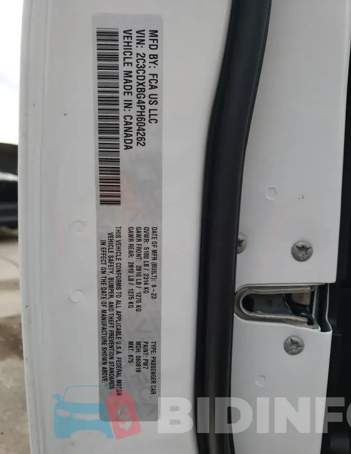 2C3CDXBG4PH604262 Photo# 13