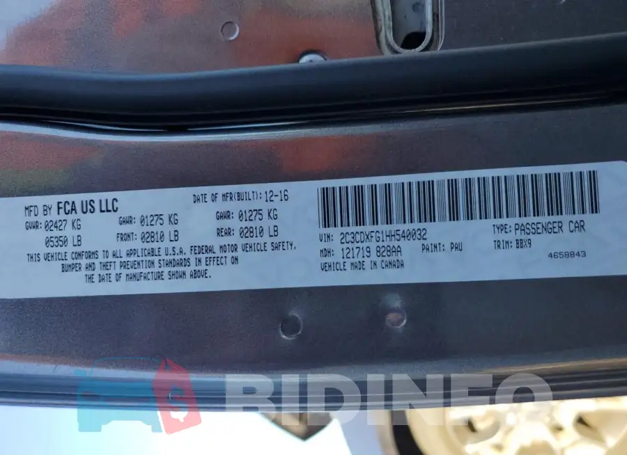 2C3CDXFG1HH540032 Photo# 12