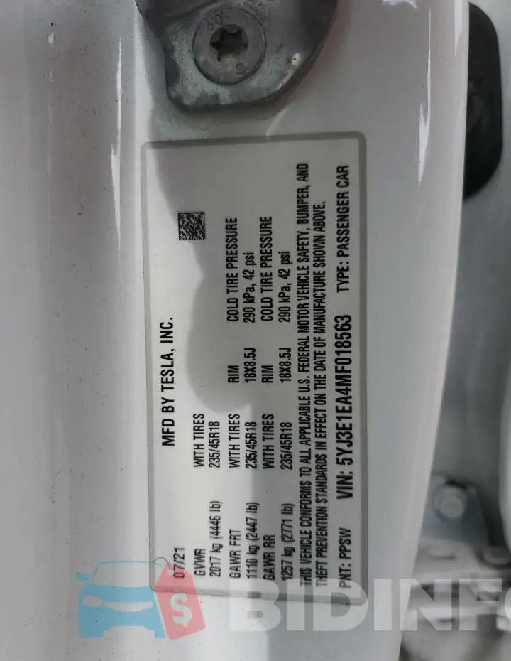 5YJ3E1EA4MF018563 Photo# 12