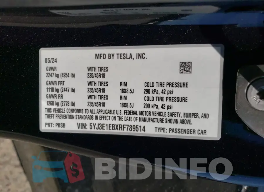 5YJ3E1EBXRF789514 Photo# 12