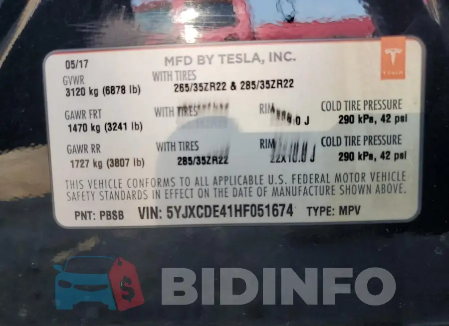 5YJXCDE41HF051674 Photo# 14