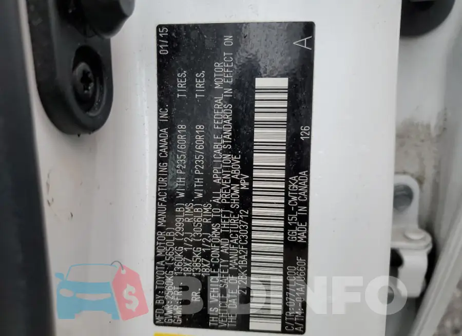 2T2BK1BA2FC303712 Photo# 13