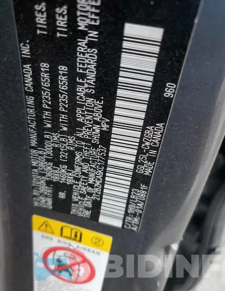 2T2BZMCA6KC177537 Photo# 13