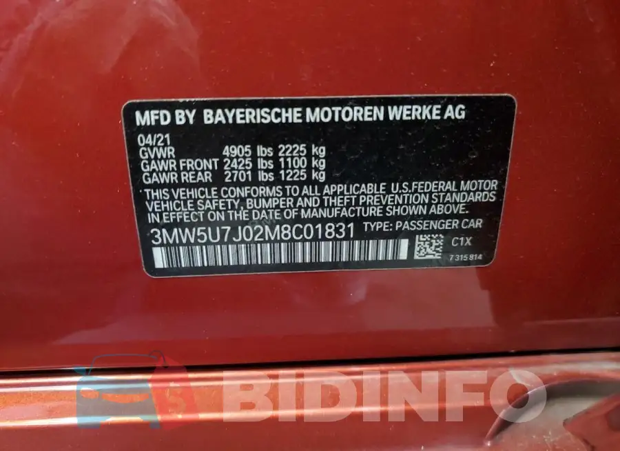 3MW5U7J02M8C01831 Photo# 12