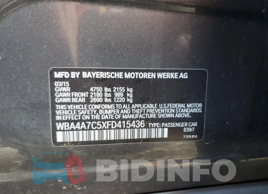 WBA4A7C5XFD415436 Photo# 12