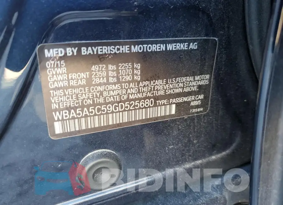 WBA5A5C59GD525680 Photo# 12