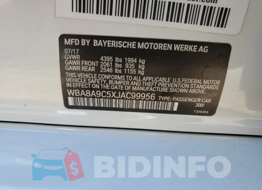WBA8A9C5XJAC99956 Photo# 12