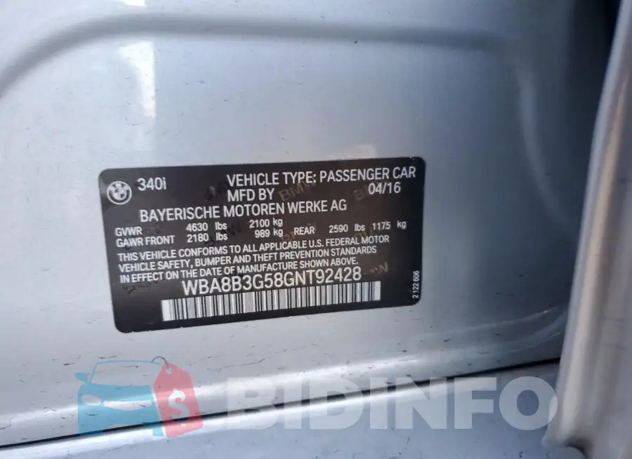 WBA8B3G58GNT92428 Photo# 13