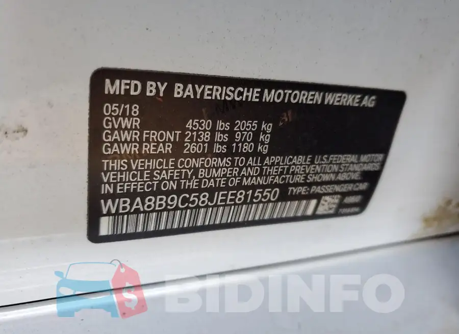 WBA8B9C58JEE81550 Photo# 12