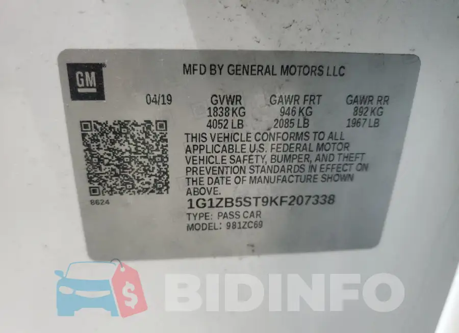 1G1ZB5ST9KF207338 Photo# 13
