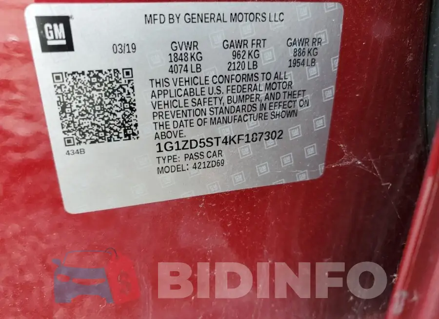 1G1ZD5ST4KF187302 Photo# 12