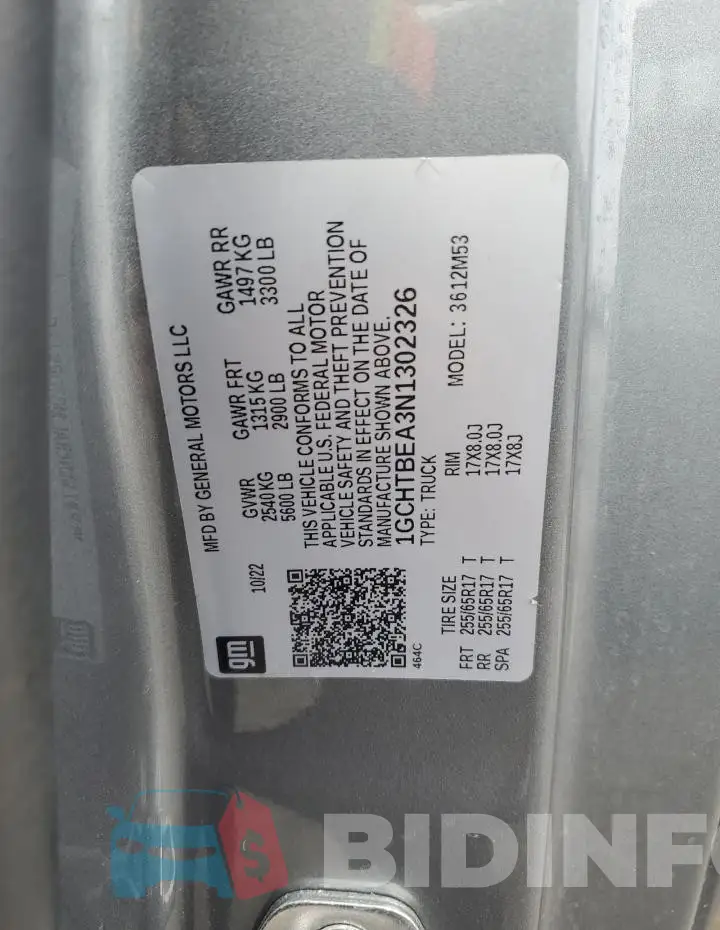 1GCHTBEA3N1302326 Photo# 12