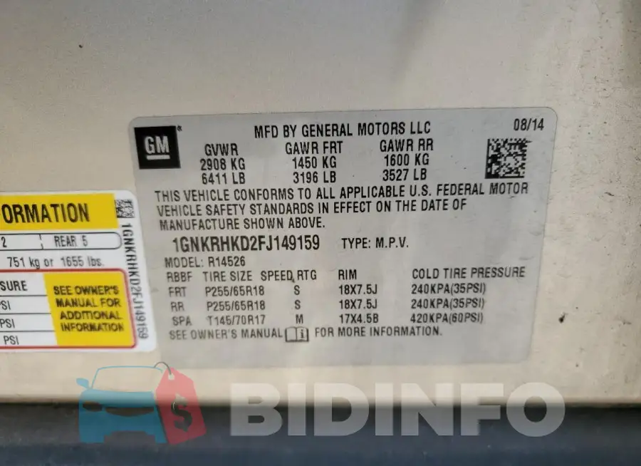 1GNKRHKD2FJ149159 Photo# 13