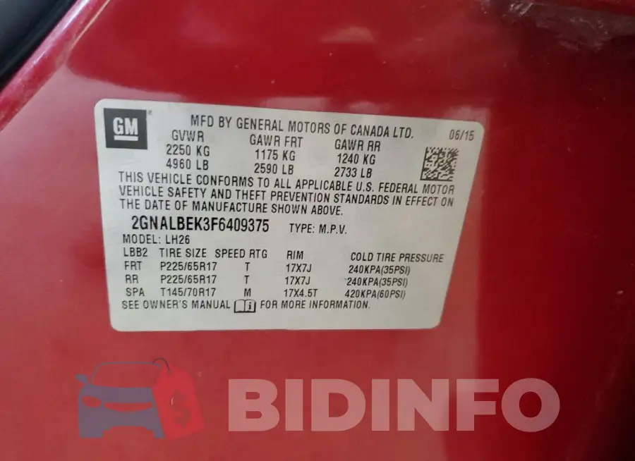 2GNALBEK3F6409375 Photo# 13