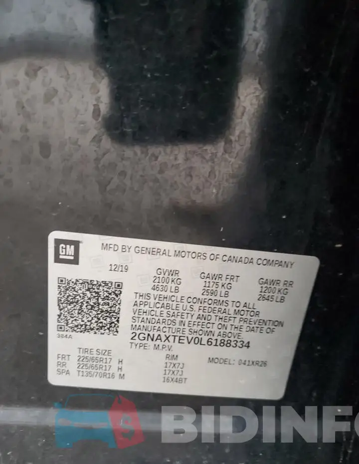 2GNAXTEV0L6188334 Photo# 13