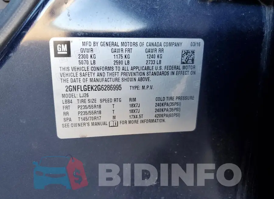 2GNFLGEK2G6286995 Photo# 12