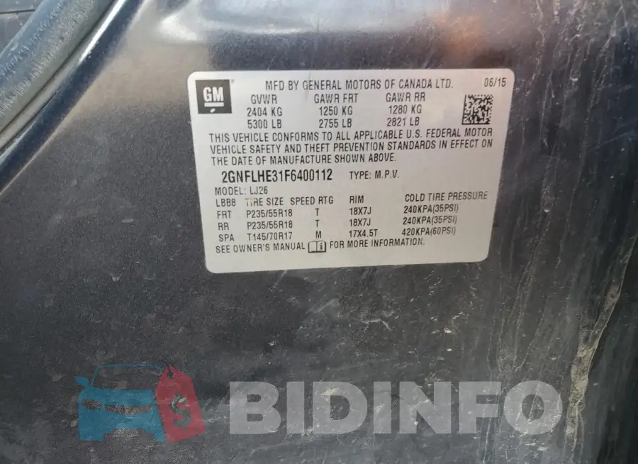 2GNFLHE31F6400112 Photo# 13