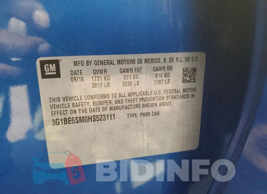 3G1BE6SM0HS523111 Photo# 12