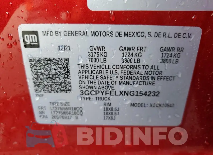 3GCPYFELXNG154232 Photo# 13