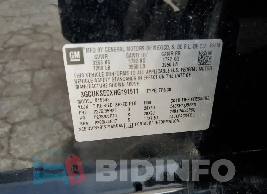 3GCUKSECXHG191511 Photo# 13