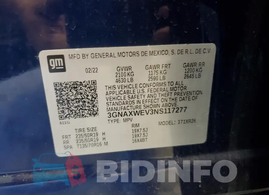 3GNAXWEV3NS117277 Photo# 14
