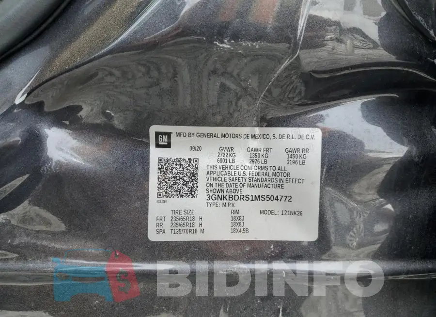 3GNKBDRS1MS504772 Photo# 13