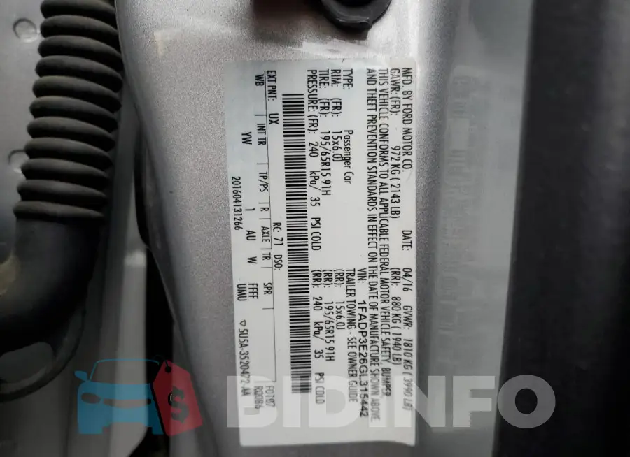 1FADP3E26GL315442 Photo# 12
