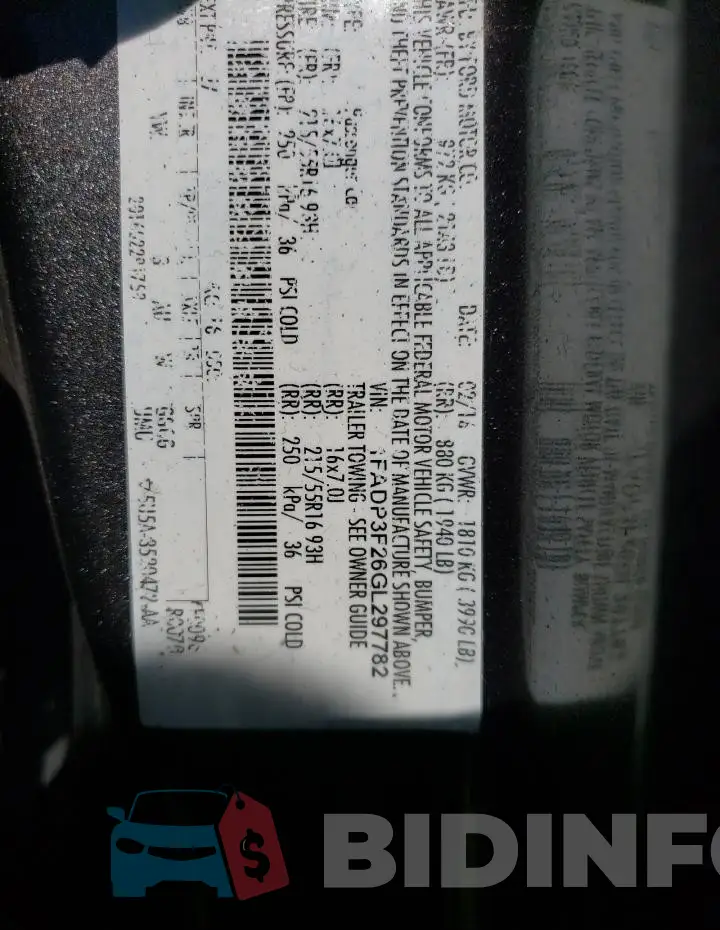 1FADP3F26GL297782 Photo# 13