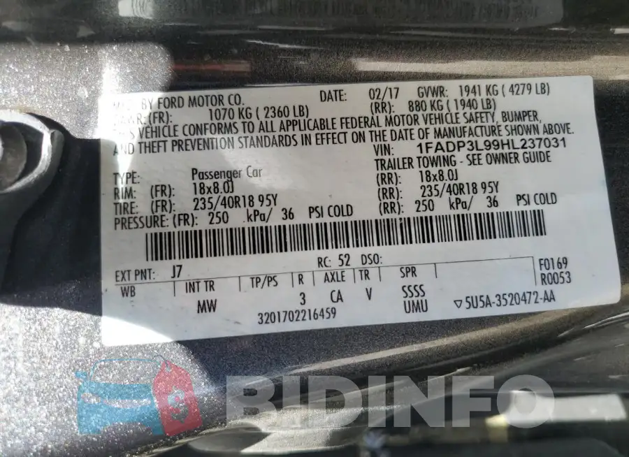 1FADP3L99HL237031 Photo# 13