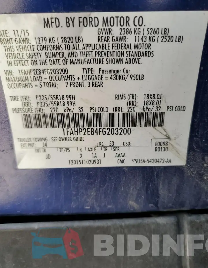 1FAHP2E84FG203200 Photo# 12