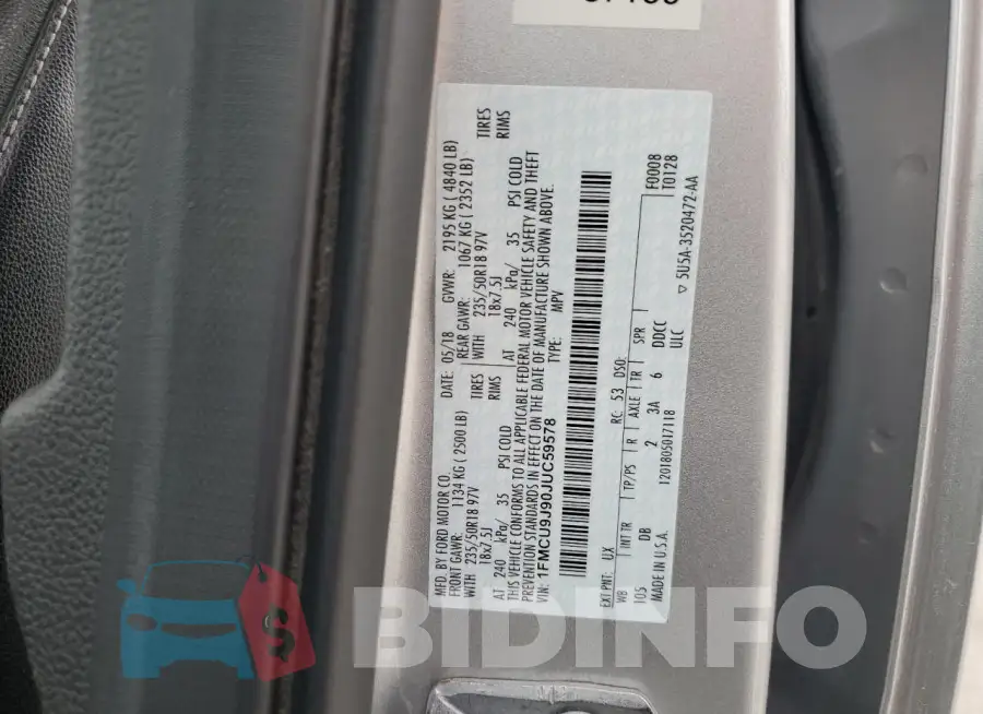 1FMCU9J90JUC59578 Photo# 14