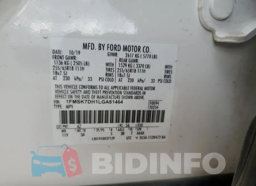 1FMSK7DH1LGA81464 Photo# 13